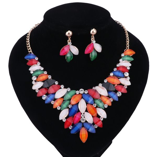 new fashion statement resin beads crystal bohemian necklaces earring jewelry set women strain jewelry accessories, Black
new fashion statement resin beads crystal bohemian necklaces earring jewelry set women strain jewelry accessories, Black