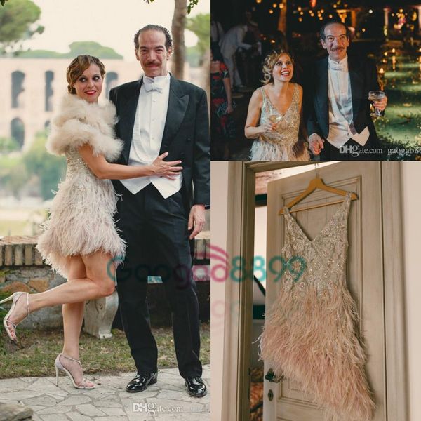 1920's vintage great gatsby short country wedding dresses 2019 modest jenny packham v-neck sparkly crystal feather knee-length bridal g, White
1920's vintage great gatsby short country wedding dresses 2019 modest jenny packham v-neck sparkly crystal feather knee-length bridal g, White
