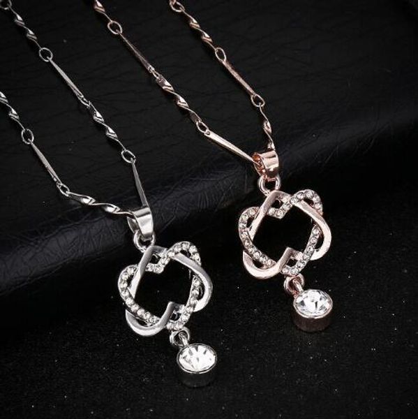 couple heart pendant short necklace couple twisted heart pendant together platinum gift alloy pendant necklace, Silver
couple heart pendant short necklace couple twisted heart pendant together platinum gift alloy pendant necklace, Silver