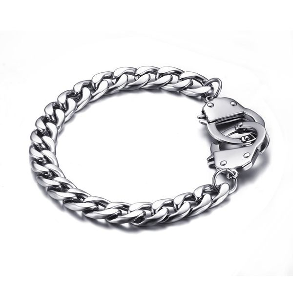 silver stainless steel bangles men's double handcuff cuban curb link chain cuff bracelet 20.5cm, Black
silver stainless steel bangles men's double handcuff cuban curb link chain cuff bracelet 20.5cm, Black