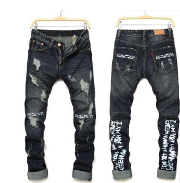 high quality fashion mens jeans hole casual ripped jeans men hiphop pants straight jeans for men denim trousers, Blue
high quality fashion mens jeans hole casual ripped jeans men hiphop pants straight jeans for men denim trousers, Blue