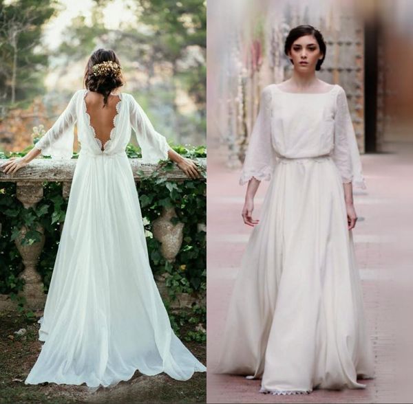 gorgeous country wedding dress bohemian boho bridal gowns bateau neck bell sleeves backless brides formal wear ruffed lace edge sweep train, White
gorgeous country wedding dress bohemian boho bridal gowns bateau neck bell sleeves backless brides formal wear ruffed lace edge sweep train, White