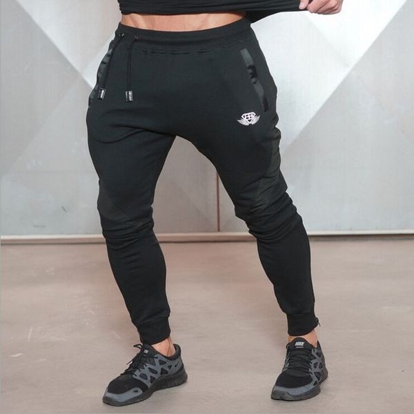 

wholesale-2016 new gold medal fitness pants, stretch cotton men's fitness pants pants body engineers jogger fitness, Black