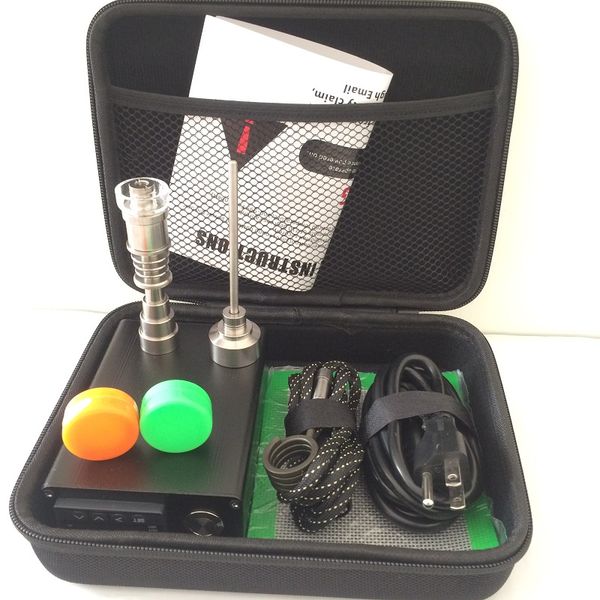 electric enail portable dab nail kit coil heater box temperature with gr2 titanium nail female male glass bong
electric enail portable dab nail kit coil heater box temperature with gr2 titanium nail female male glass bong