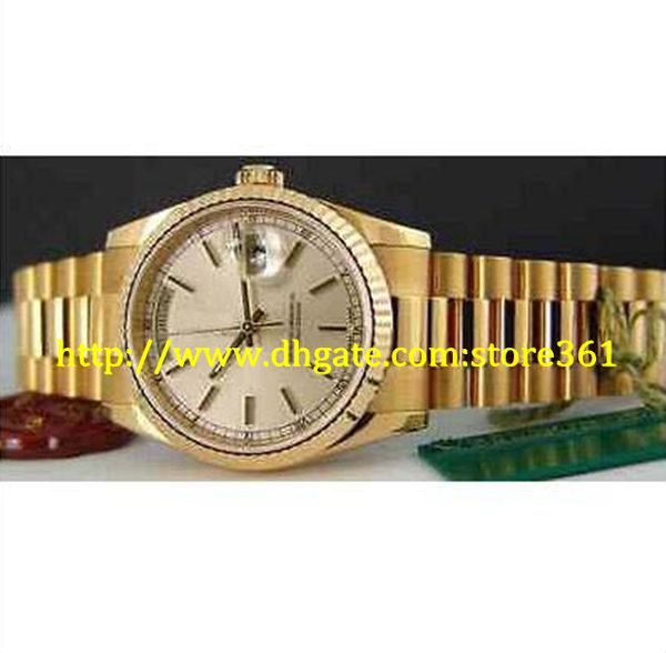 store361 new arrive 36mm mens 18kt gold president silver dial 118238, Slivery;brown