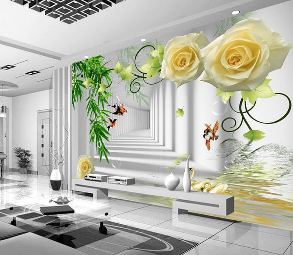 custom any size water rose bamboo forest flying bird fashion living room tv wall mural
custom any size water rose bamboo forest flying bird fashion living room tv wall mural