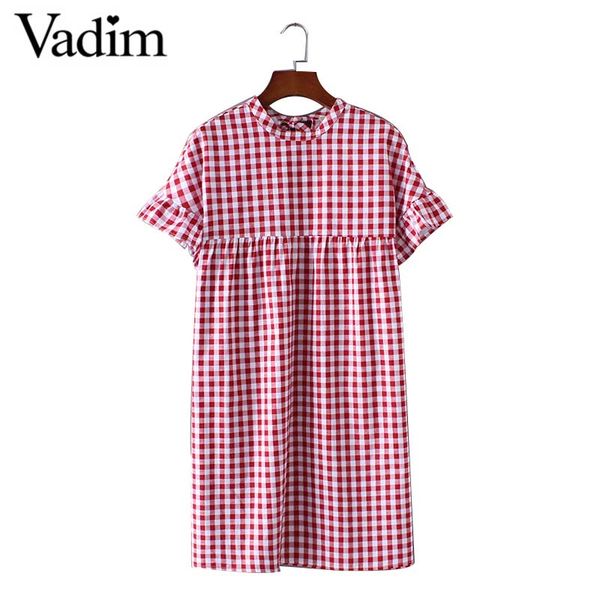 wholesale- women fashion ruffles plaid checked dress back bow tie short sleeve loose dresses vestidos femininos casual dresses qz2888, White;black
wholesale- women fashion ruffles plaid checked dress back bow tie short sleeve loose dresses vestidos femininos casual dresses qz2888, White;black