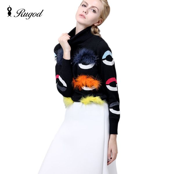 wholesale-european style 2016 new arrive autumn pullover women star style turtleneck six eye monster real fur knitting female sweater, White;black
wholesale-european style 2016 new arrive autumn pullover women star style turtleneck six eye monster real fur knitting female sweater, White;black