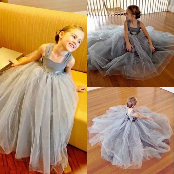 light gray tulle ball gown girls pageant gowns with chiffon straps flower girl dress for wedding baby first communion dresses, White;blue
light gray tulle ball gown girls pageant gowns with chiffon straps flower girl dress for wedding baby first communion dresses, White;blue