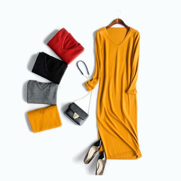 wholesale- women long sweater dress solid v neck pullovers fashion long knitted winter maxi dress 2016 new, White;black
wholesale- women long sweater dress solid v neck pullovers fashion long knitted winter maxi dress 2016 new, White;black