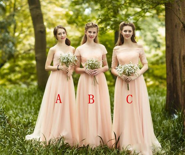 elegant girls bridesmaid dresses country style long tulle bridesmaid gowns for different style lace wedding guest dresses 2018, White;pink
elegant girls bridesmaid dresses country style long tulle bridesmaid gowns for different style lace wedding guest dresses 2018, White;pink