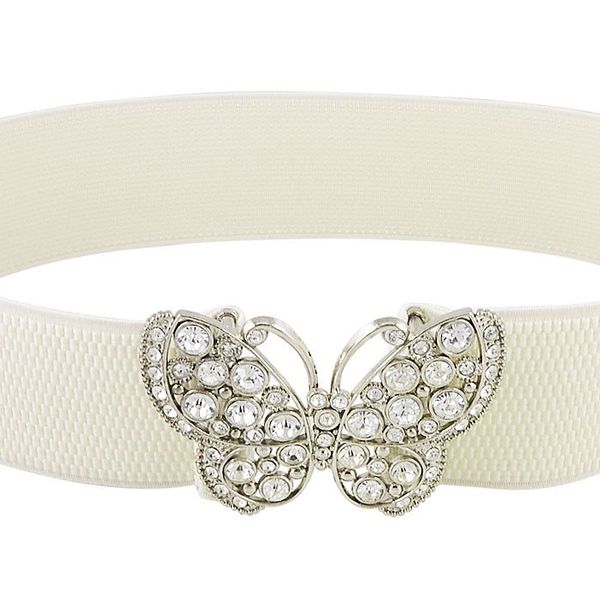 wholesale- rhinestones butterfly hook buckle elastic cinch waist belt white, Black;brown
wholesale- rhinestones butterfly hook buckle elastic cinch waist belt white, Black;brown