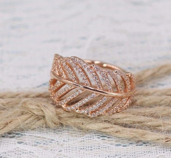 rose gold feather band rings original silver fits for style jewelry 180886cz h8ale h87297151
rose gold feather band rings original silver fits for style jewelry 180886cz h8ale h87297151