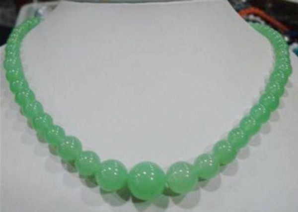 6-14mm Genuine Gemstones jade Round Beads Jewelry Necklace 18"