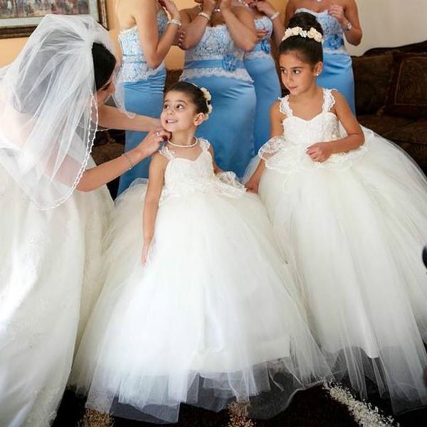 ball gown sweety flower girl dress spaghetti straps lace tulle floor length girls party gowns custom size, White;blue
ball gown sweety flower girl dress spaghetti straps lace tulle floor length girls party gowns custom size, White;blue