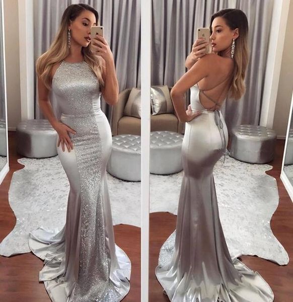 2018 новое прибытие вечерние платья русалки спинки холтер шеи серебряный длиной до пола формальные платья выпускного вечера на заказ, Black;red