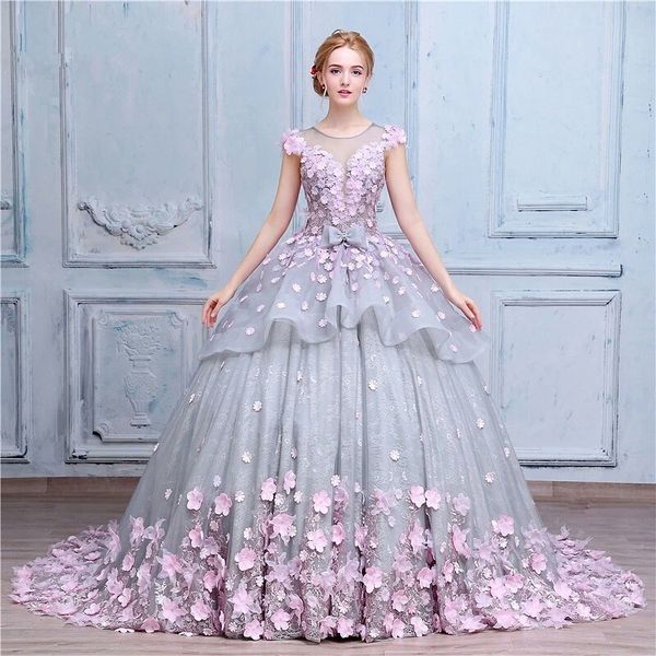 Vintage Country Romantic Ball Gown Wedding Dresses 2020 Jewel Neck Cap Sleeve Lace Grey And Pink Flowers Wedding Gowns
Vintage Country Romantic Ball Gown Wedding Dresses 2020 Jewel Neck Cap Sleeve Lace Grey And Pink Flowers Wedding Gowns