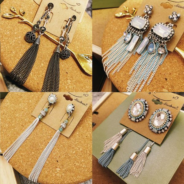 in stock vintage handmade long tassels earrings delicacy female bohemia gemstone stud earrings eardrop, Golden
in stock vintage handmade long tassels earrings delicacy female bohemia gemstone stud earrings eardrop, Golden