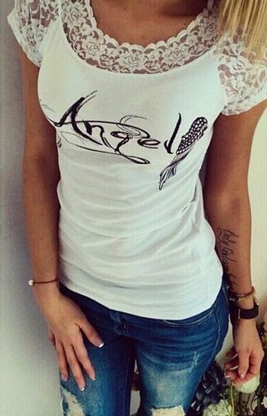 for new fashion lace angle women printed t-shirts shirts wing tee femme tshirt poleras camisetas female t wholesale-summer shirt ehfxe, Black
for new fashion lace angle women printed t-shirts shirts wing tee femme tshirt poleras camisetas female t wholesale-summer shirt ehfxe, Black
