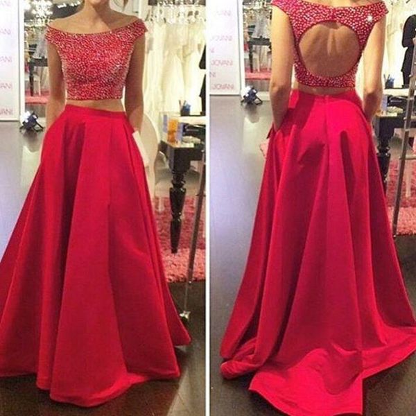 new coming red prom dress with pockets sparkly two piece evening gowns off shoulder beads satin a-line party gowns crystal custom made, Black
new coming red prom dress with pockets sparkly two piece evening gowns off shoulder beads satin a-line party gowns crystal custom made, Black