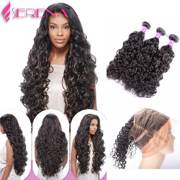360 lace frontal with bundles brazilian virgin hair water wave with closure wet and wavy human hair 360 frontal with bundles, Black;brown
360 lace frontal with bundles brazilian virgin hair water wave with closure wet and wavy human hair 360 frontal with bundles, Black;brown