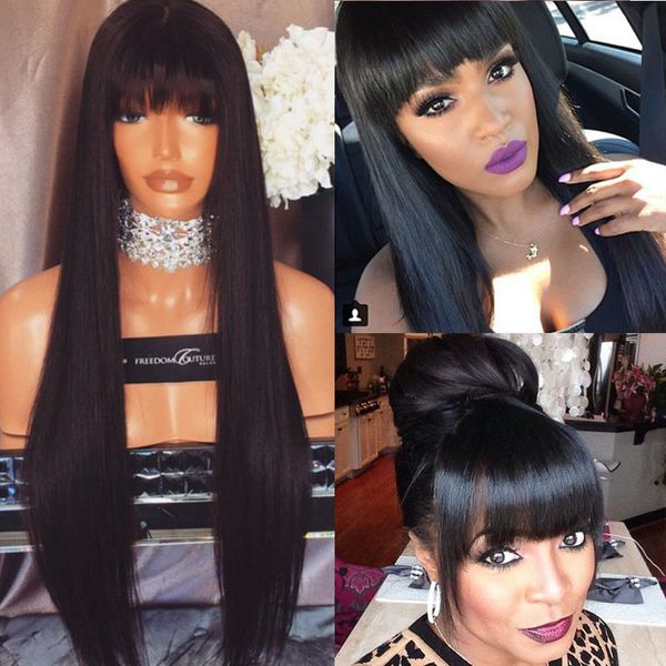 silky straight full lace wig with bangs for black women glueless lace wigs human hair long silky straight lace wigs with baby hair, Black;brown
silky straight full lace wig with bangs for black women glueless lace wigs human hair long silky straight lace wigs with baby hair, Black;brown