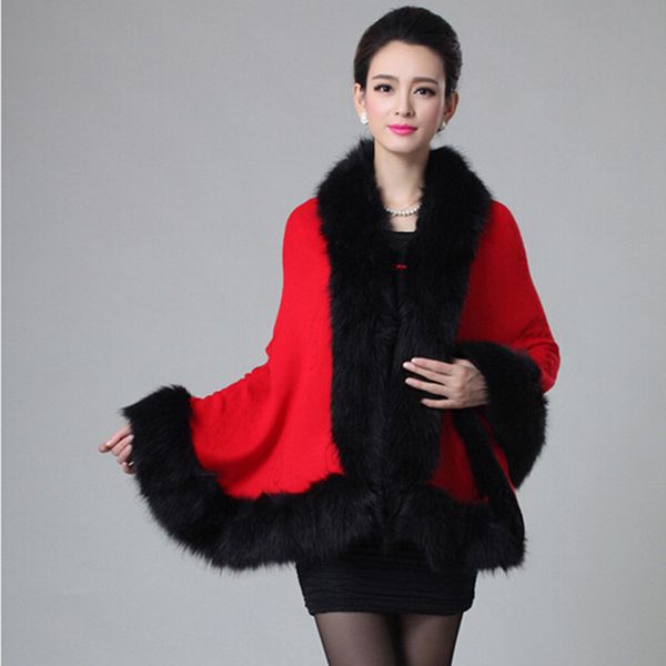 wholesale- 2016 new autumn winter fashion women warm sweater cardigan female fur collar poncho cape bridal wedding wool shawl cape, White;black
wholesale- 2016 new autumn winter fashion women warm sweater cardigan female fur collar poncho cape bridal wedding wool shawl cape, White;black