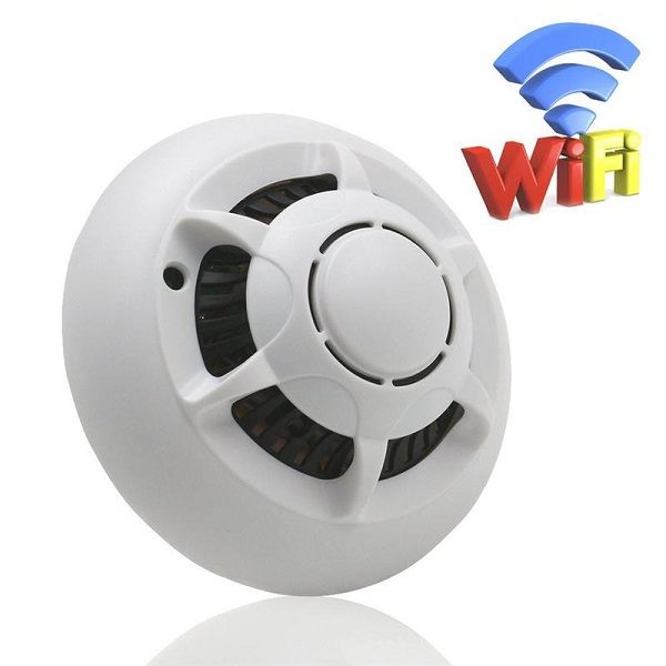 

wifi mini ip camera smoke detector hd 720p nanny cam with motion activated video and audio recording for home security & surveillance ufo, Black;sliver