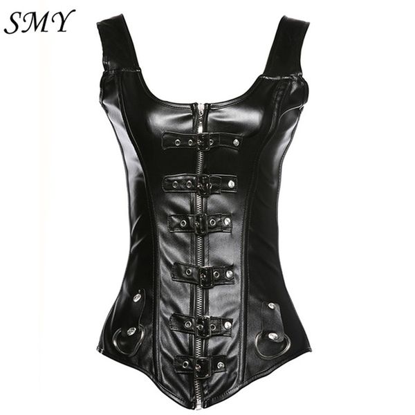 wholesale- black faux leather overbust waist corset buckle steampunk women bustier cincher corselet, Black;white
wholesale- black faux leather overbust waist corset buckle steampunk women bustier cincher corselet, Black;white