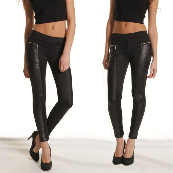 Fashion New Women Leggings PU Leather Elastic Waist Stretchy Skinny Zipper Leather Look Panels Pants Trousers Black Slim Pants
Fashion New Women Leggings PU Leather Elastic Waist Stretchy Skinny Zipper Leather Look Panels Pants Trousers Black Slim Pants