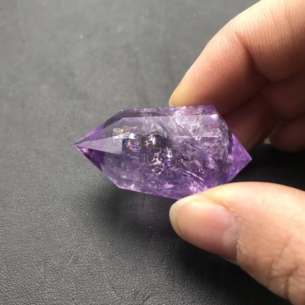 about 20g natural 12-faced colored violet amethyst wand double point healing, Black
about 20g natural 12-faced colored violet amethyst wand double point healing, Black