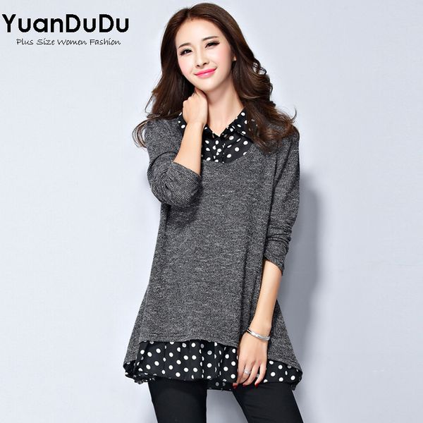 wholesale-xl-5xl plus size sweater women 2016 autumn winter fashion polka dot shirts collar patchwork long sleeve knitted sweater pullover, White;black
wholesale-xl-5xl plus size sweater women 2016 autumn winter fashion polka dot shirts collar patchwork long sleeve knitted sweater pullover, White;black