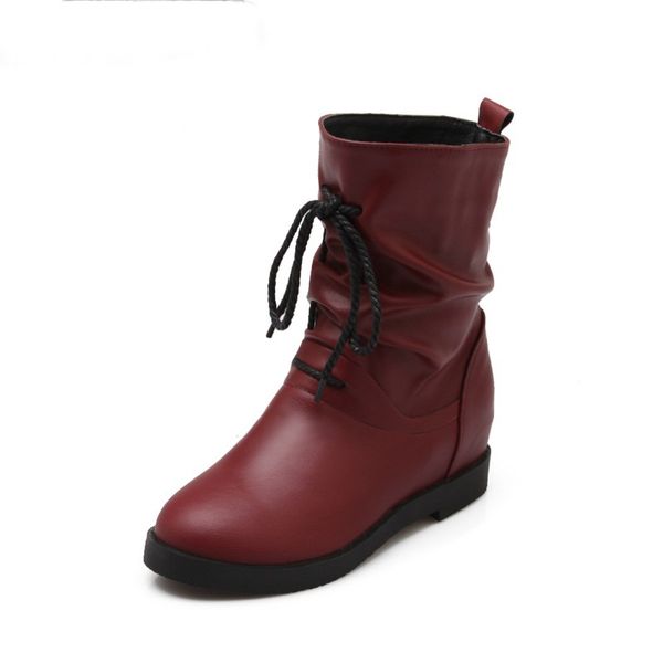 ankle boots special cross-tied lace-up height increasing round toe solid winter wear-resisting retro women boots, Black
ankle boots special cross-tied lace-up height increasing round toe solid winter wear-resisting retro women boots, Black
