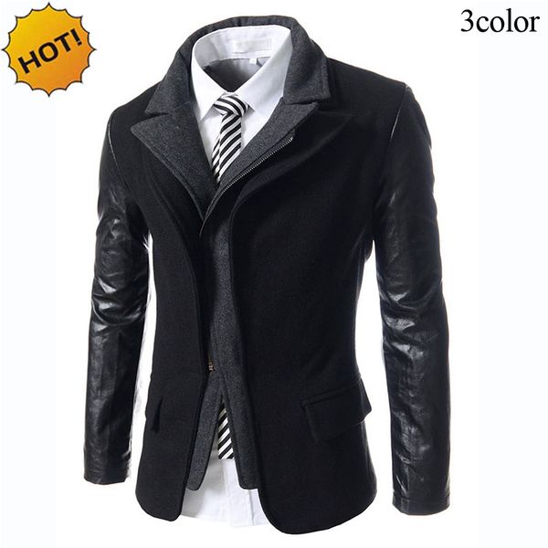 new 2017 autumn winter thicken warm fake two piece zipper cardigan woolen men patchwork pu leather sleeve casual suit trench, White;black
new 2017 autumn winter thicken warm fake two piece zipper cardigan woolen men patchwork pu leather sleeve casual suit trench, White;black