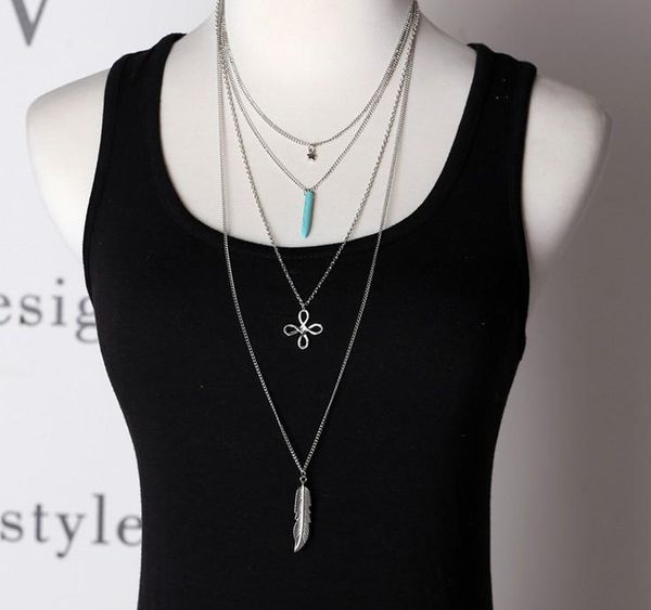 fashion womens jewelry immitation turquoise silver tone multi-layered long pendant necklaces chinese knot stars feather gifts for her
fashion womens jewelry immitation turquoise silver tone multi-layered long pendant necklaces chinese knot stars feather gifts for her