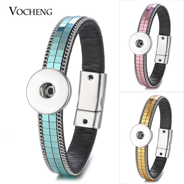 

wholesale- 10pcs/lot wholesale snap charms button leather bracelet vocheng fit 18mm magnet clasp 5 colors nn-573*10, Golden;silver