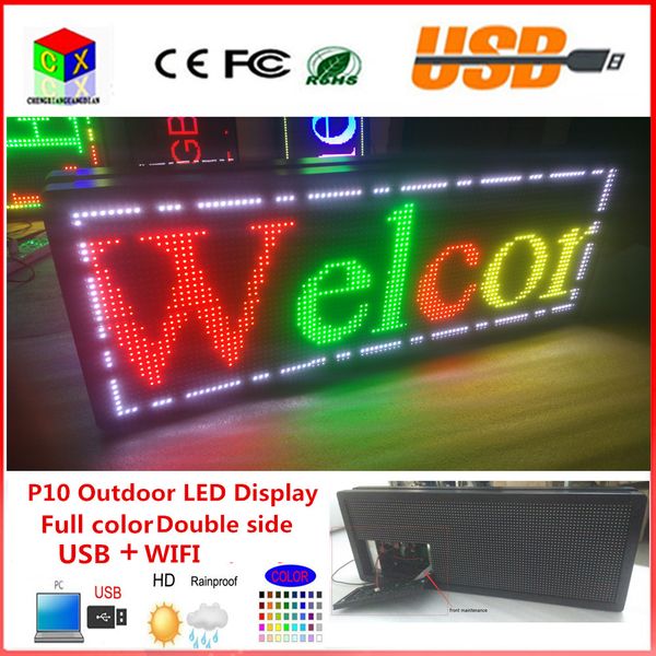p10 outdoor full color double side led display size is 40x15inches display text support usb
p10 outdoor full color double side led display size is 40x15inches display text support usb