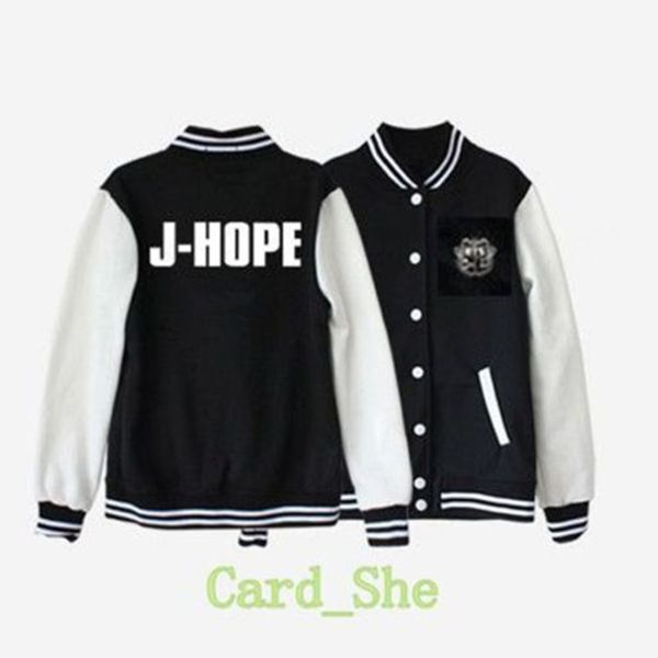 

wholesale-kpop bts bangtan boys team sweatshirts jacket v-neck line v jin jimin suga j-hope jung kook rap monster jacket ing, Black