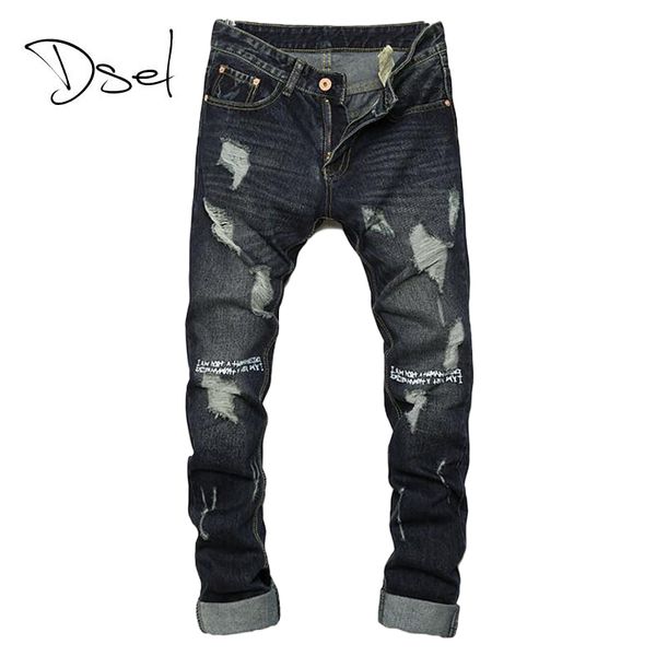 wholesale- ripped jeans for men skinny jeans size 28 to 36 slim fit mens denim trousers brand design dark color casual men jeans, Blue
wholesale- ripped jeans for men skinny jeans size 28 to 36 slim fit mens denim trousers brand design dark color casual men jeans, Blue