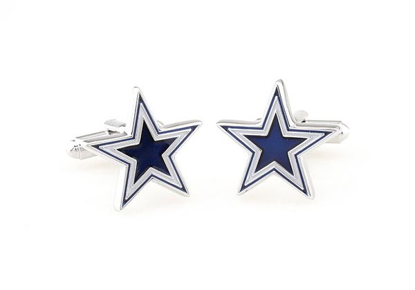 Cowboy cufflinks, blue five-pointed star cuff links. Men's fashion jewelry. 
Cowboy cufflinks, blue five-pointed star cuff links. Men's fashion jewelry.