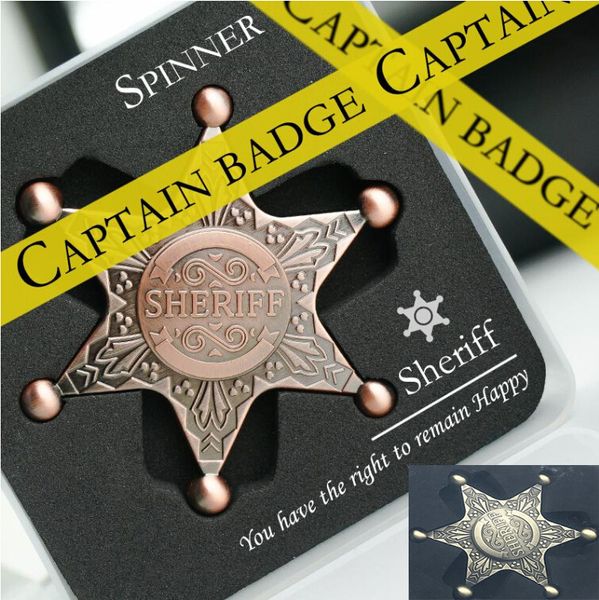 

Christmas Badge Spinner Captain Metal Retro Decompression Toys Rotation Sheriff Fidget Bronze Relax Stuff for Children Kids