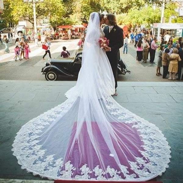 white wedding veils three meters long with lace applique edge one layer cathedral length custom made bridal veil, Black
white wedding veils three meters long with lace applique edge one layer cathedral length custom made bridal veil, Black