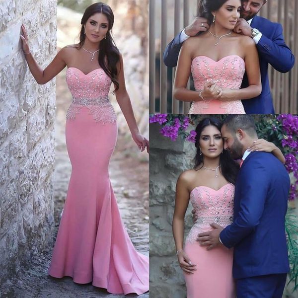 arabic formal mermaid pink evening dresses 2017 beaded sweetheart custom made satin prom celebrity party gowns, Black;red
arabic formal mermaid pink evening dresses 2017 beaded sweetheart custom made satin prom celebrity party gowns, Black;red