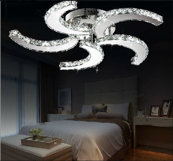 New Modern Lustre Led Crystal Ceiling Fan Shape Lights For Living Room Bed Room Study Room Home Decorative Lighting Lamps Llfa