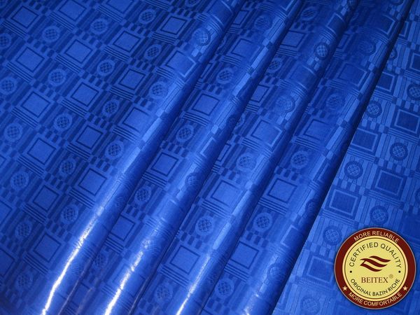 Высокое качество Royal Blue Bazin Riche, Германия Качество 10 ярдов / сумка Гвинея Парча Ткан