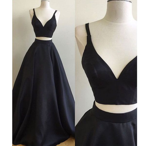 simple two pieces black long prom dress black satin spaghetti v-neck formal evening gowns floor length party dresses
simple two pieces black long prom dress black satin spaghetti v-neck formal evening gowns floor length party dresses