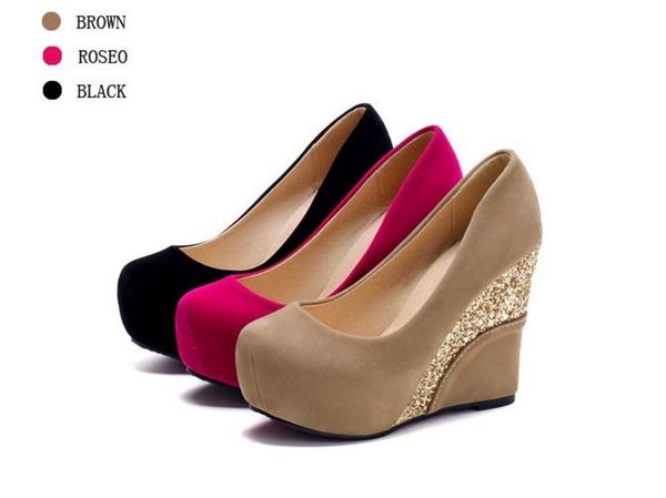 the spring of 2016 the new europe and the united states single shoes lighter round head over heels wedge sequins frosted fashion wome, Black
the spring of 2016 the new europe and the united states single shoes lighter round head over heels wedge sequins frosted fashion wome, Black