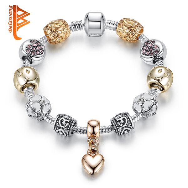 BELAWANG Original New Silver&Gold Flower Beads Bracelets with Snake Chain Heart Pendant Star Charm Bracelets Bangles Wholesale 18-20cm
BELAWANG Original New Silver&Gold Flower Beads Bracelets with Snake Chain Heart Pendant Star Charm Bracelets Bangles Wholesale 18-20cm