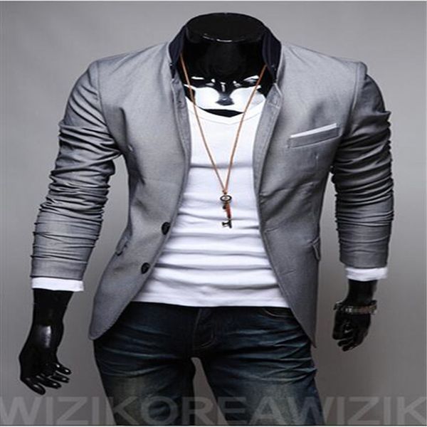 wholesale- 2017 new men's blazer fashion men stand collar solid color blazers casual coat for mans male slim suit jacket plus size m-2x, White;black
wholesale- 2017 new men's blazer fashion men stand collar solid color blazers casual coat for mans male slim suit jacket plus size m-2x, White;black