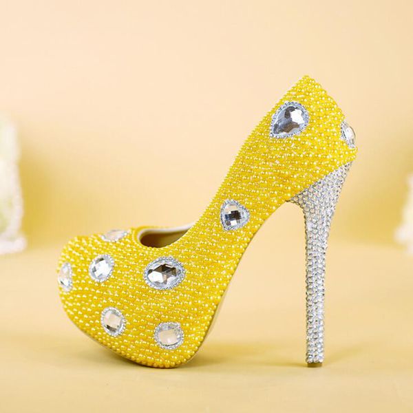 Wedding Shoes Yellow Pearl High Heel Platforms Wedding Party Pumps with Silver Rhinestone Heel Bridal Dress Shoes Plus Size
Wedding Shoes Yellow Pearl High Heel Platforms Wedding Party Pumps with Silver Rhinestone Heel Bridal Dress Shoes Plus Size